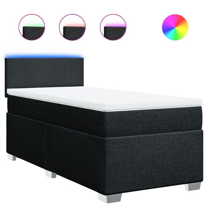 Maison Exclusive - Sommier à lattes de lit avec matelas Noir 90x200 cm Tissu