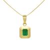 Emerald Cut Natural Colombian Emerald 925 Sterling Silver Solitaire Pendant
