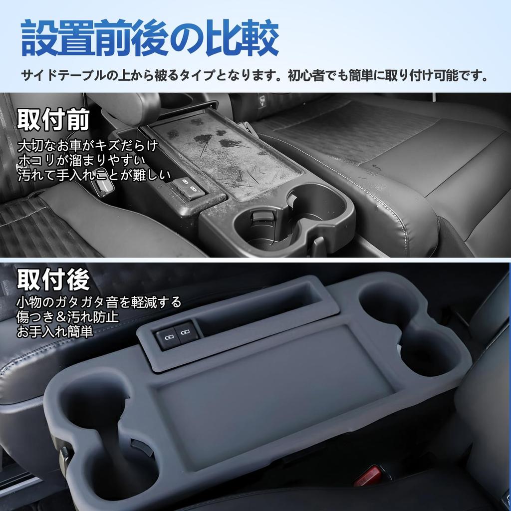 TELLIKA Rubber Table Mat with Drink Holder Cover for New Large Foldable Side Table Panel Rear Center Table Cup Holder Second-Row Noah/Voxy (90 Series)