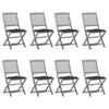 Foldable Garden Chairs 8 pcs with Cushions Solid Acacia Wood