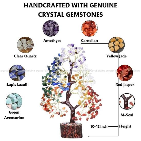 Семь чакр Кристалл Дерево ручной работы Декор для дома Кристалл Дерево Декор для дома Васту Подарочные предметы для дома Предметы декора Лечебные кристаллы Подарки для дерева