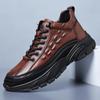 FashionGenuine Leather Men Work Shoes Lace Up Outdoor Sports Non-slip High-top Hiking Shoes for Men Black Shoes Male Sneakers
