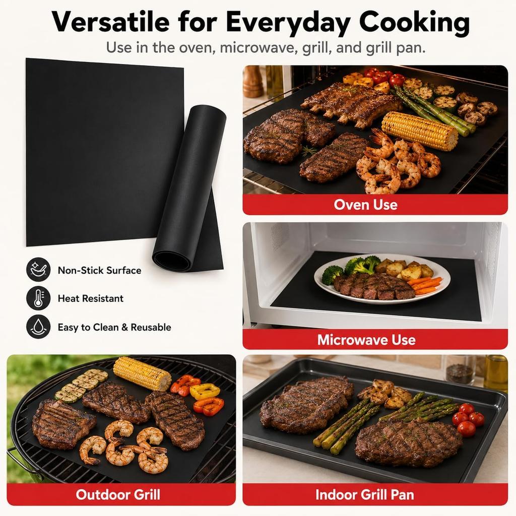 2 Pcs Heavy Duty Non-Stick Oven Liners, 15.75x13 Inch Heat Resistant Microwaves Bottom Mat, Spill & Burn Protection Easy Clean Tray for Stoves