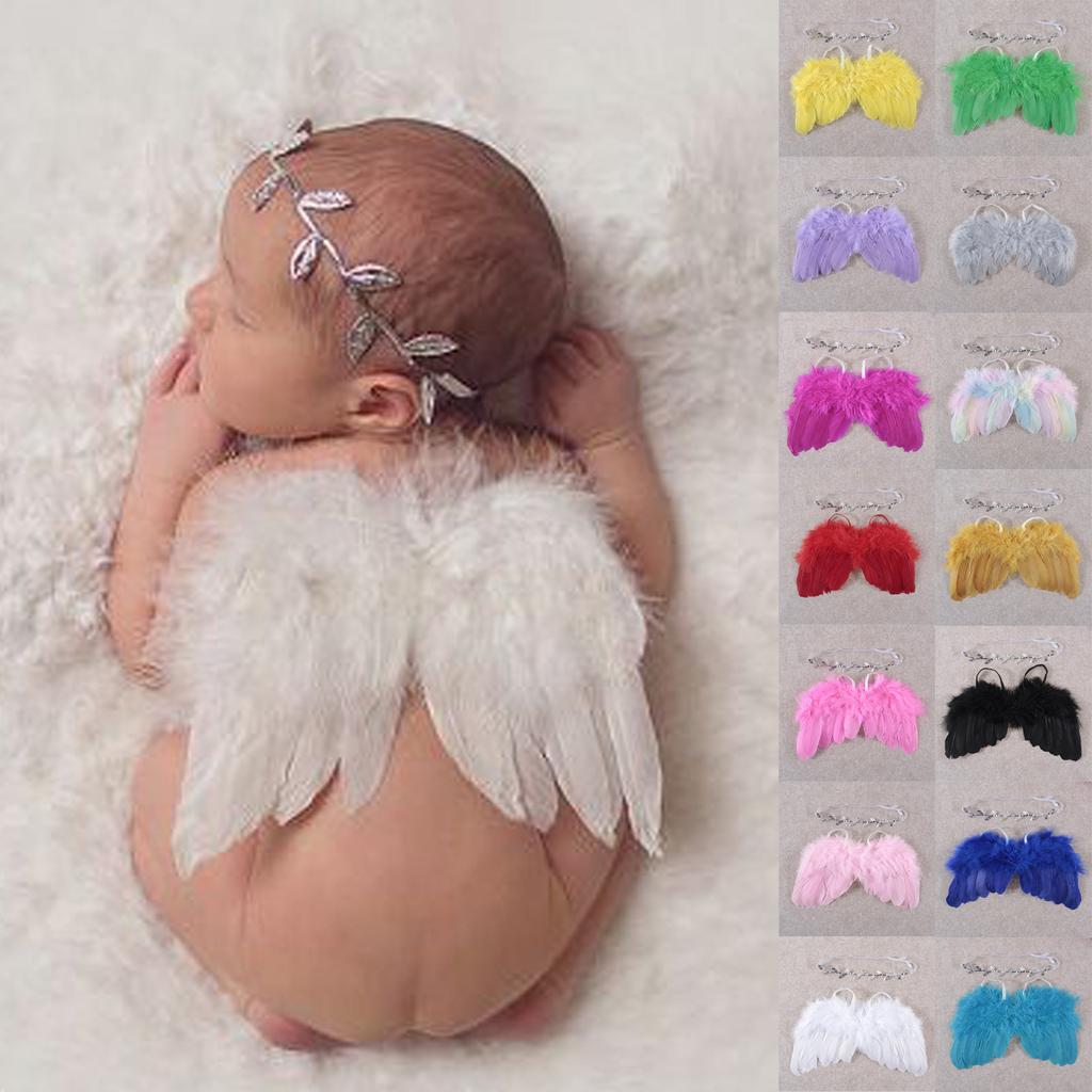Feather Angel Rhinestone Headband Set Baby Chiffon Flower Headband Hair Accessories Newborn Po Prop Costume
