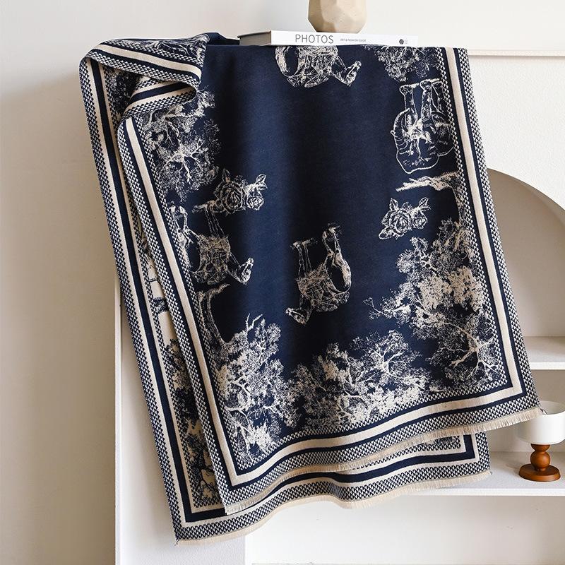 Autumn And Winter Models, Ethnic Style, Wasteland Style, Camel Print, Women'S Imitation Cashmere Warm Scarf, Travel Out With A Shawl