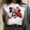 Смешная женская футболка Disney Милый мультяшный Микки Минни Графическая Повседневная с коротким рукавом Женская Кавайная Свободная Одежда Y2K Топы