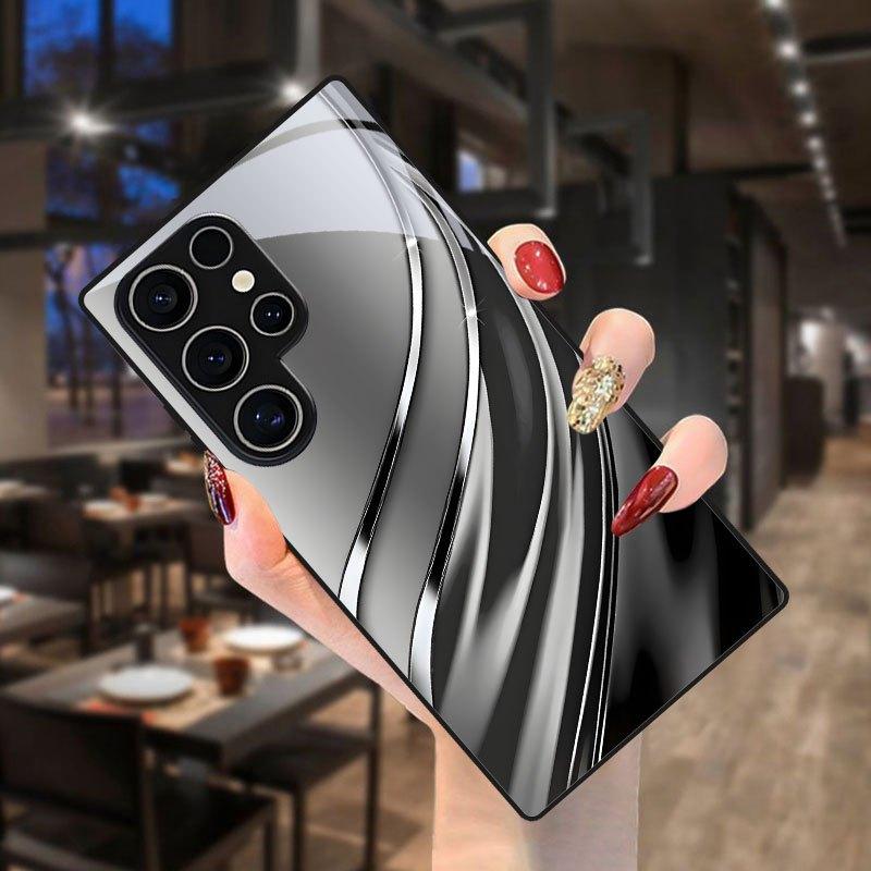 Стеклянный чехол для телефона с текстурным принтом, гладкий, подходит для Samsung Galaxy S26 S25 S24 S22 S21 S20 FE/Ultra/Plus, жесткий чехол