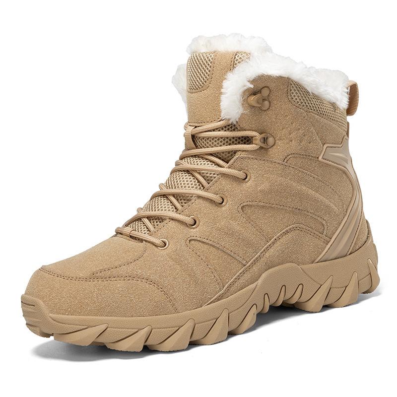 New snow boots men's large size velvet thickened thermal cotton shoes winter high-top outdoor mountaineering combat boots