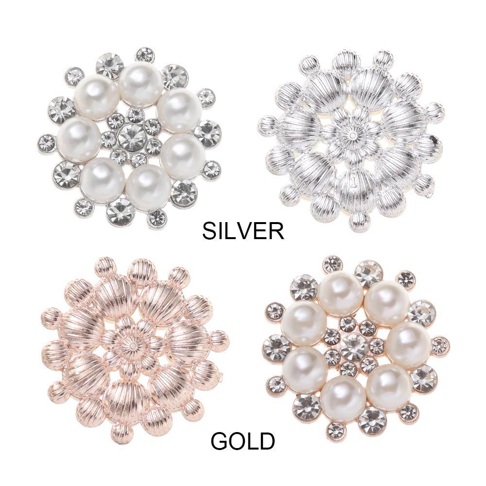 Fashion Pearl Flower Buttons Rhinestone Buttons Crystal Glass Stone Sewing Buttons Apparel Accessories Clothes Bag Decoration