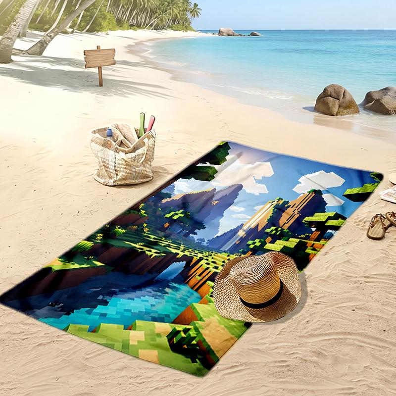 Pixel World Game Printed Quick Dry Beach Towel Super Absorbent Soft Lightweight Bath Towel for Pool Summer Travel