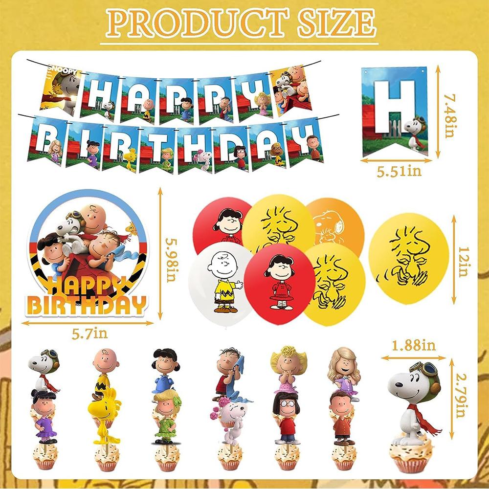 30 шт. принадлежности для тематических вечеринок со Снупи включают воздушные шары-топперы для торта-баннера