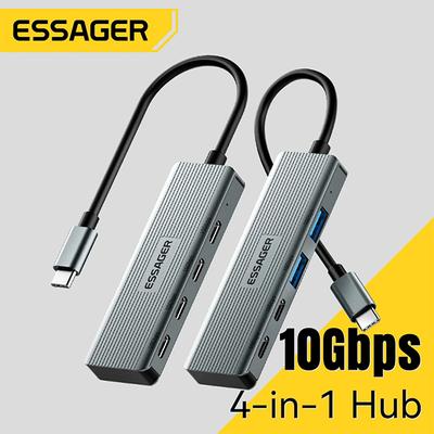 Essager 4 в 1 Type C к USB-концентратору, 4 порта USB3.2 Gen 2, портативный высокоскоростной адаптер-сплиттер для Macbook Pro, компьютерные аксессуары