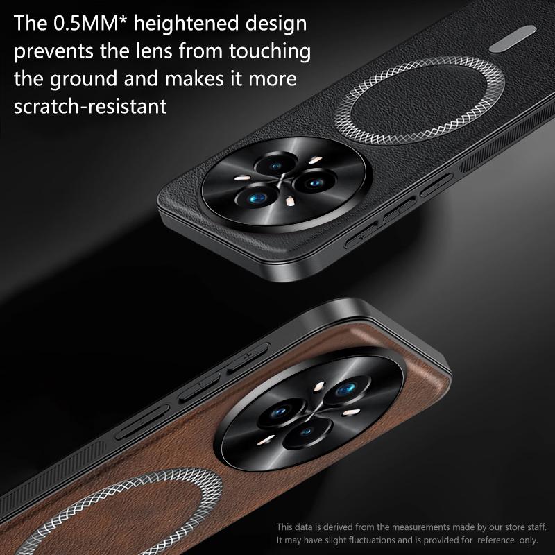 For Realme 14 Pro Case Magnetic Elegant Leather Wear-Resistant Lens Fully Covered Non-Slip Grip Edge Cover Shell
