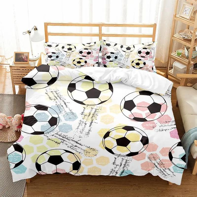 Sports Theme Boys Bedding Set Microfiber Football Comforter Cover for Kids Girls Teens Duvet Cover Hip Hop Graffiti Quilt Cover