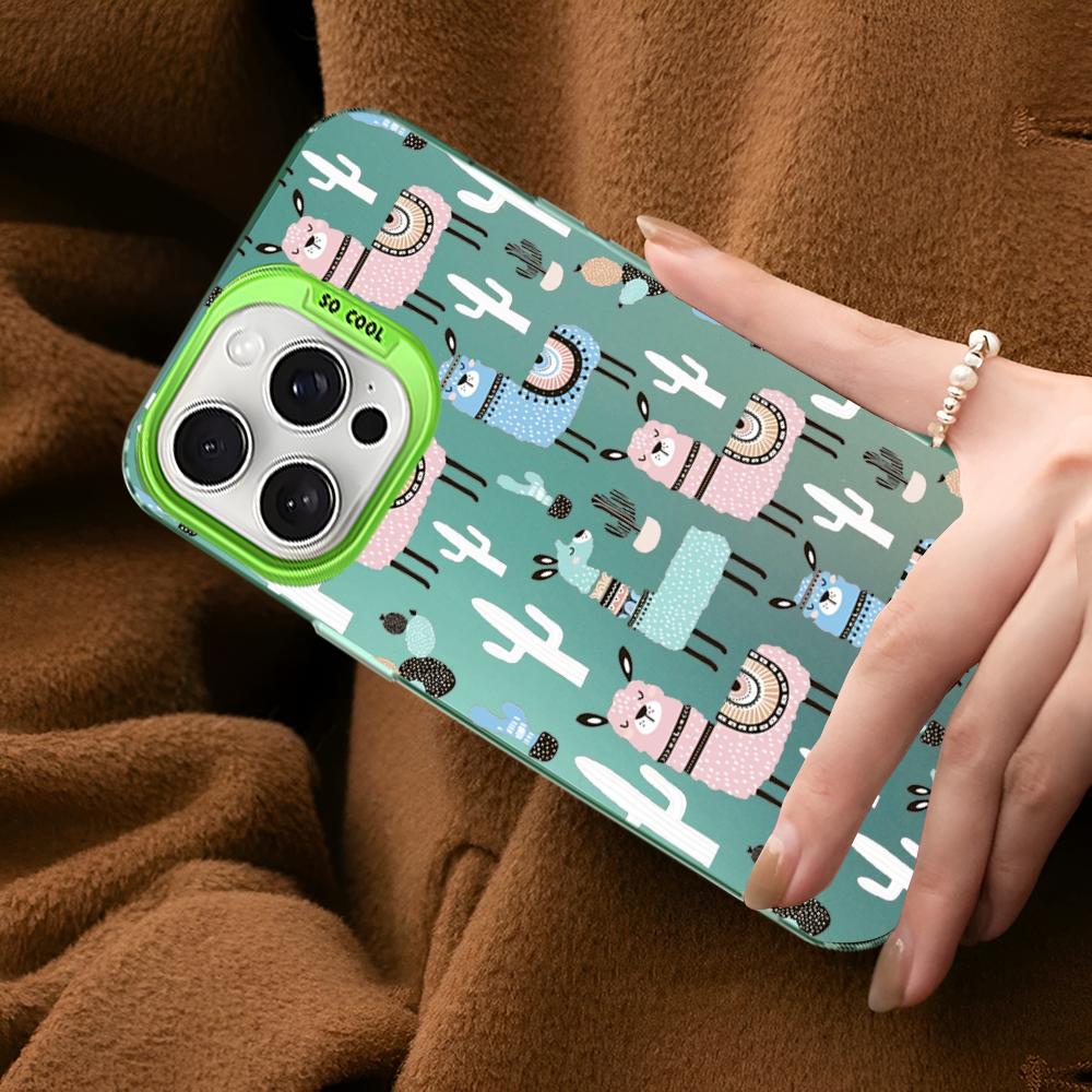 Лама Альпака Животные Мультяшные Цветной Чехол Для Телефона Для IPhone 16 15 14 13 12 11 Pro Max X XR XSMAX Матовый Ударопрочный Задний Чехол