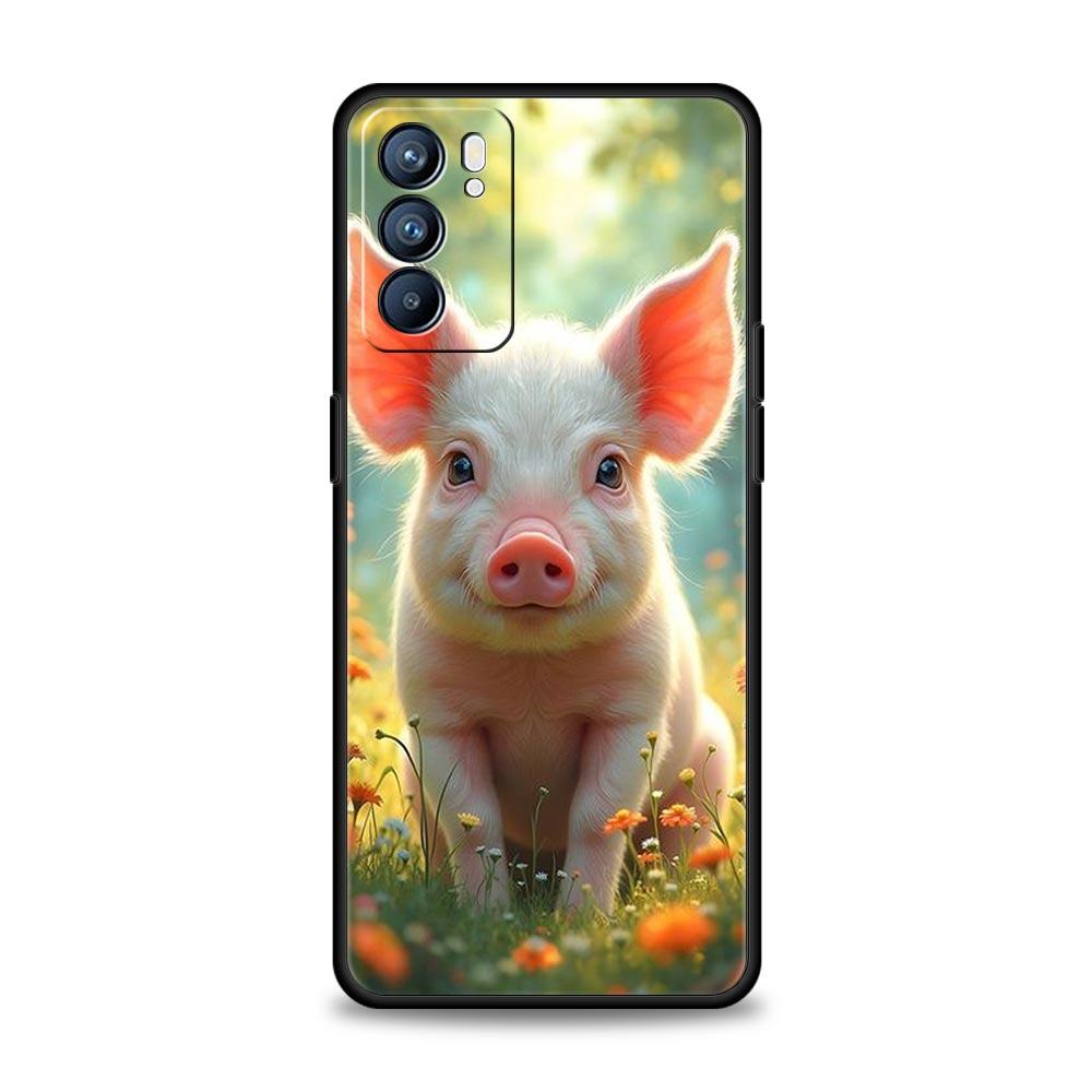 Милый Чехол для Телефона в Виде Свинки Для Oppo A17 A31 A54 A57 A78 A79 A98 Find X5 X6 Reno 6 7 8 10 11 12 13 F Pro 5G Мягкий ТПУ Чехол Fundas Capas
