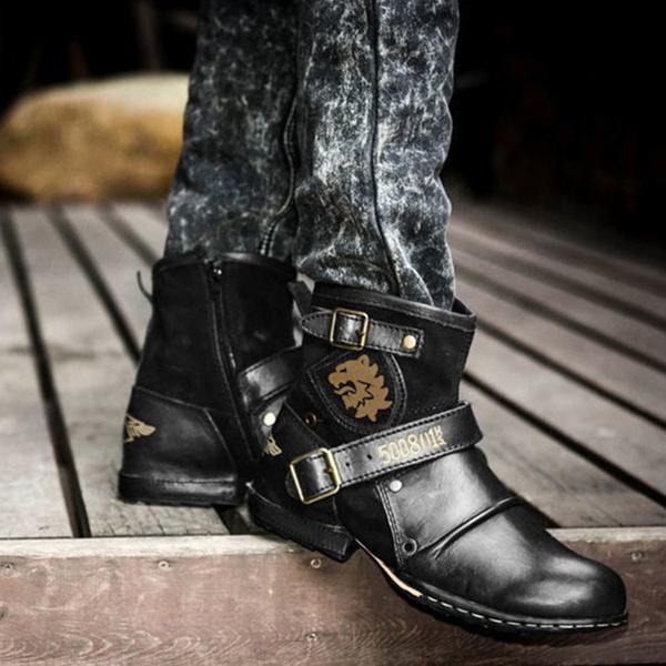 Fashion Men Outdoor Ankle Boots Vintage Booties Breathable Male Motorcycle Boots Fashion Shoes Big Size Leather Boots