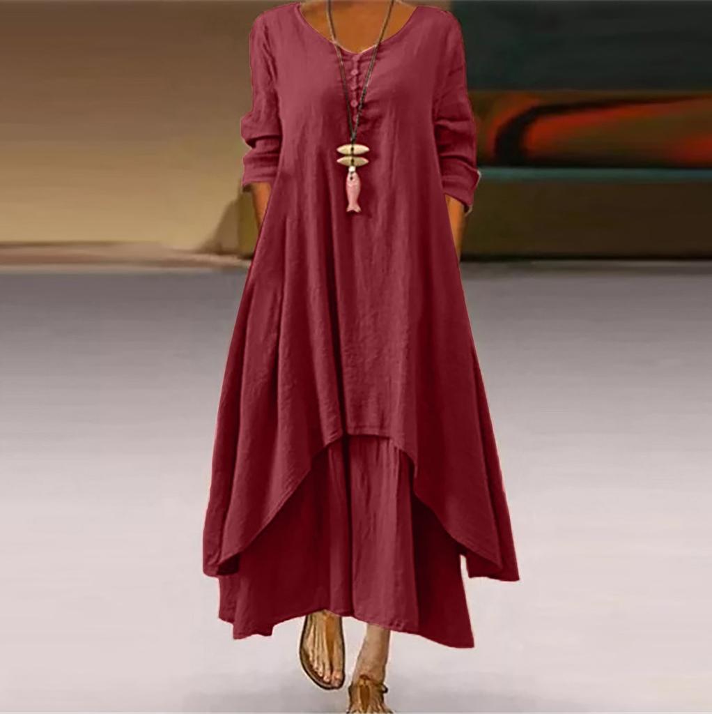 Women's Cotton Loose Shirt Dress With Button Casual Loose Maxi Dresses
