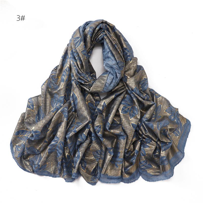 80*180cm Women Leaf Striped Cotton And Linen Long Hijab Fashion Scarf Lady Wraps Shawls Muslim Headband Islamic Scarves