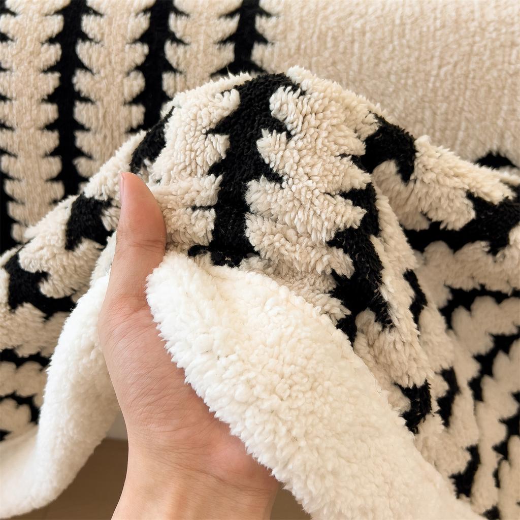 Пушистое Мягкое Плюшевое Одеяло для Зимы Теплое Толстое Флисовое Одеяло с Геометрическим Полосатым Дизайном Пледы Одеяло для Дивана Кровати Спальни