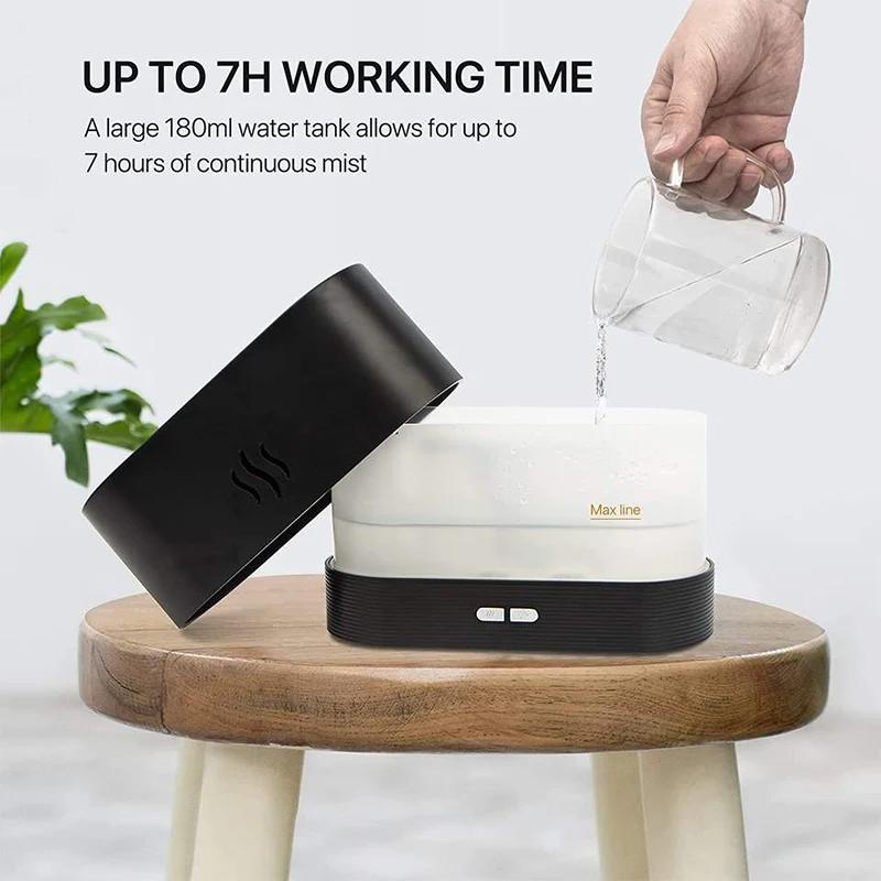 Electric Essential Oil Diffuser Humidifier Flame Light Effect 2 Brightness Levels for Aroma Household