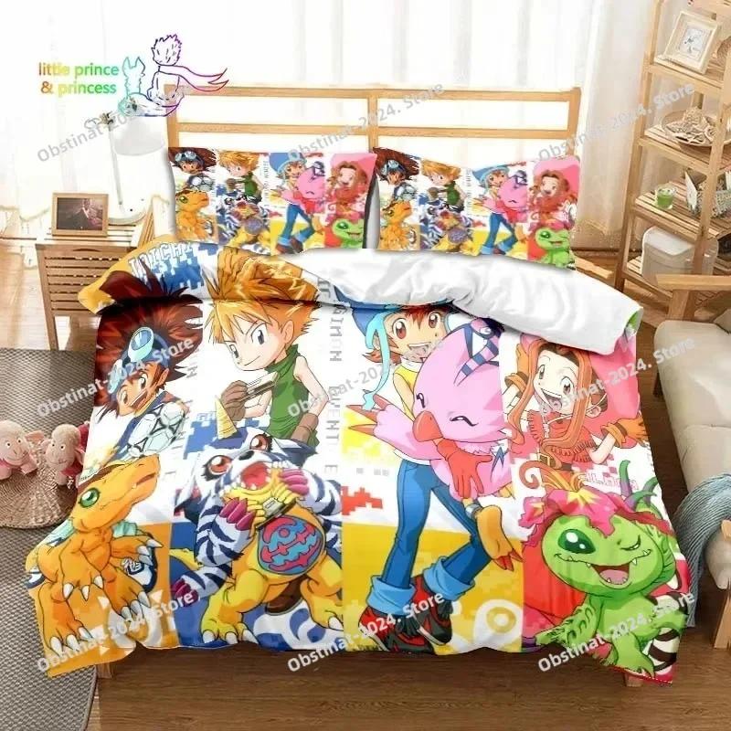Постельное белье Digimon Аниме Набор постельного белья Монстры Приключений Пододеяльник Полный Queen King Размер Наволочка Печатный комплект постельного белья Односпальный Twin