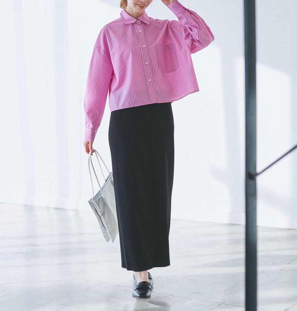 ROPE PICNIC Pollen Cropped Rose Pink Women's Guard/Wrinkle-Resistant Shirt, (64)