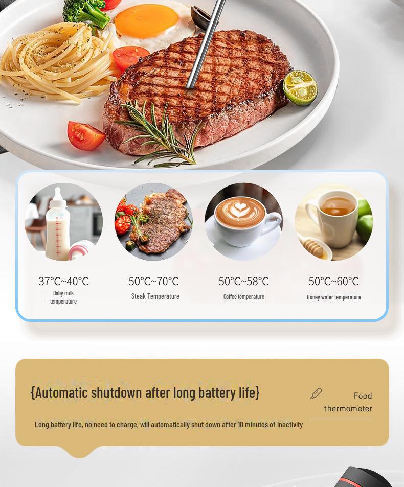 Цифровой кухонный термометр для еды, воды, масла, молока и выпечки с электронным зондом