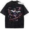 Unisex Washed Black Vintage Tshirt Pokemon Pikachu Sunset Highquality Fabric for Home Leisure Travel Shopping