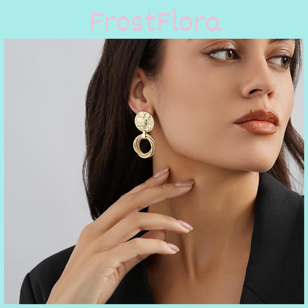 Elegant Geometric Alloy Earrings With Irregular Shapes Trendy Gold Circle Design