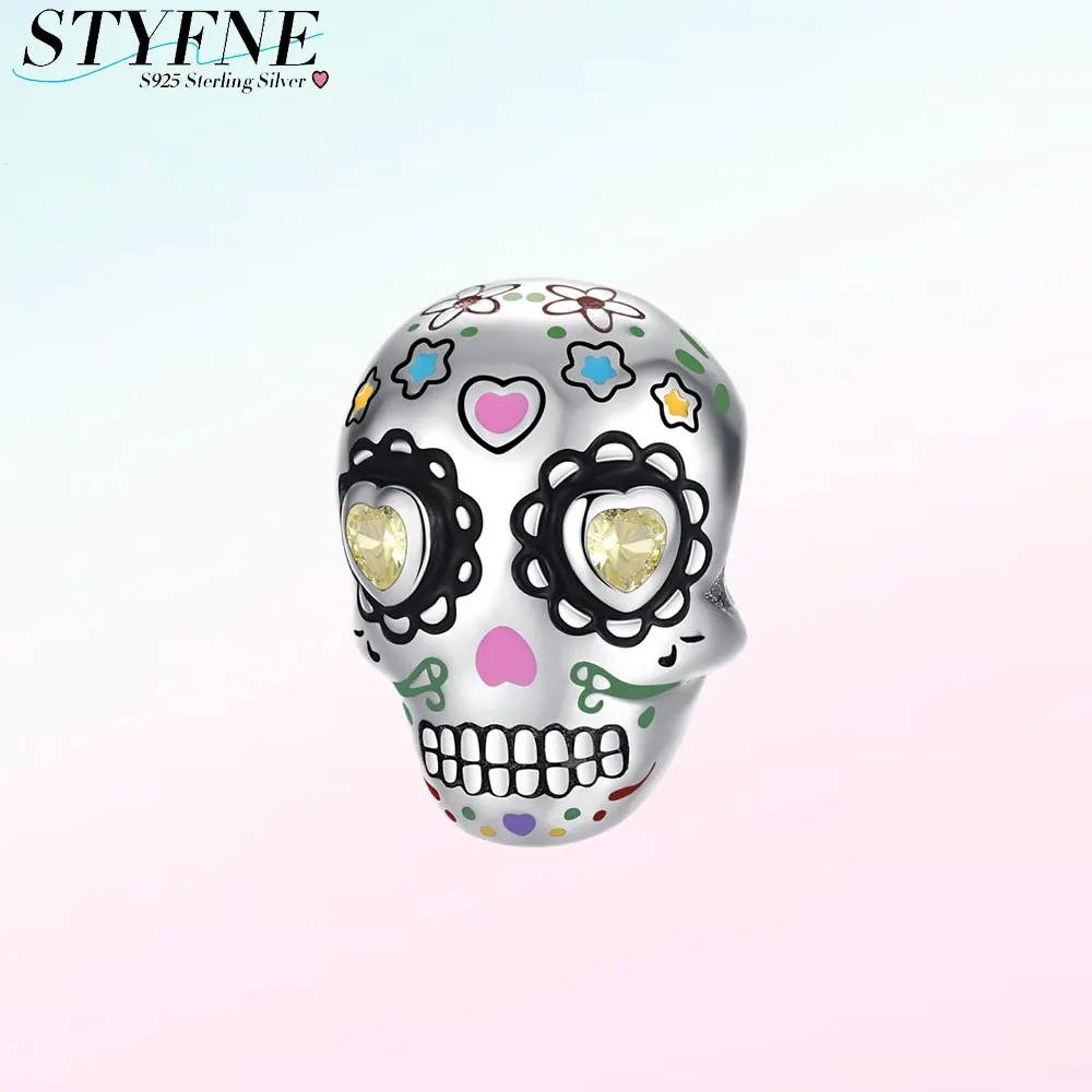 Anniversary Copper Halloween Series Charms Luminous Skull Lil Ghost Beads Fit Original Bracelet Women Fine Jewelry Gift