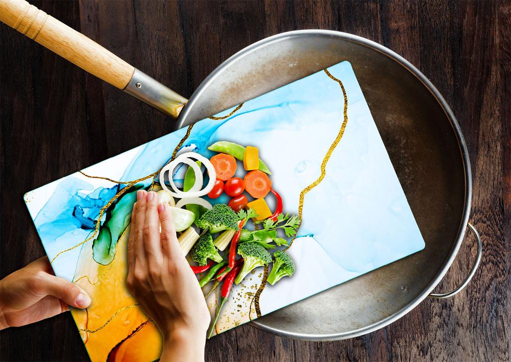 GLASS CUTTING BOARD 52x30 MARBLE