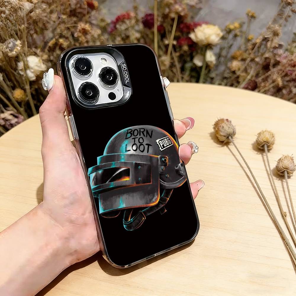 Чехол для телефона P-U-B-G для iPhone 17, 16, 15, 14, 13, 12, 11 Plus, Pro Max, XS, Цветной Серебристый Покрытие Внутренняя крышка