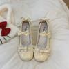 Fashion 35-43 Large-sized Women's Shoes with Bows, Mary Jane's Small Leather Shoes, New Lace Round-toe Fashionable Single Shoes