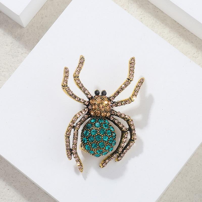 Брошь с бриллиантами в стиле ретро «Паук на Хэллоуин», брошь из горячего сплава, креативные модные аксессуары для одежды из сплава в Европе и Америке.