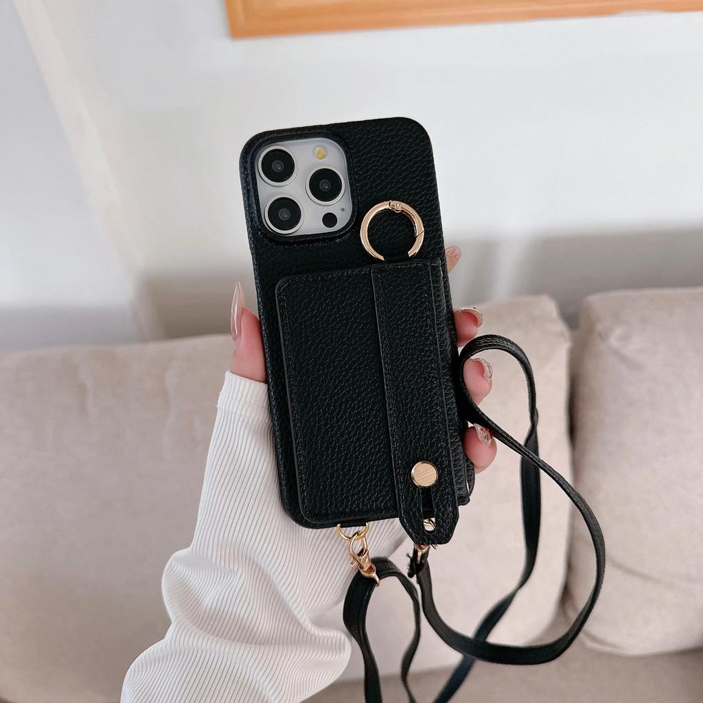 Ремешок на запястье Кроссбоди Чехол для телефона для IPhone 15 14 12 11 Pro Max 13 Mini 15 14 Plus Кошелек с держателем для карт Кольцо Кожаный чехол