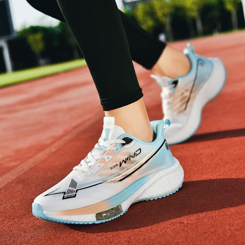 Popcorn Carbon Plate Soft Shock Absorption Rebound Running Shoes Light and Comfortable Air Cushion Mesh Shoes Outdoor Physical Training Shoes