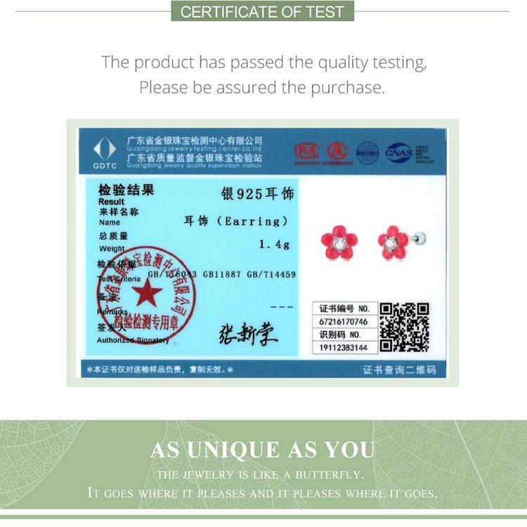 WOSTU Серьги-гвоздики из стерлингового серебра 925 пробы, простые маленькие милые цветочные розово-красные серьги-гвоздики для женщин, модные вечерние ювелирные изделия, подарок