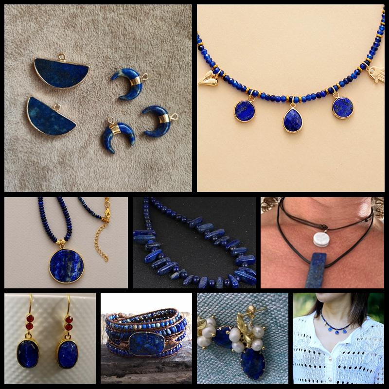 Natural Blue Lapis Lazuli Connector Charms Pendant Stone Warter Drop Teardrop Heart Pendants Charm For Jewelry Making Necklaces