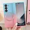 Gradient Dual Color Magnetic Liquid Silicone Phone Case for Samsung Galaxy Z Fold 7 6 5 4 3 Soft Wireless Charging Shockproof Protect Cover