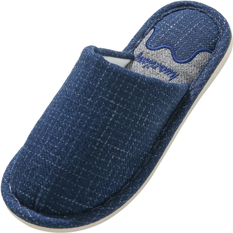 Осенние и зимние тапочки, мужские домашние тапочки из хлопка и льна, впитывающие запахи и пот, женские тапочки из нескользящей ткани