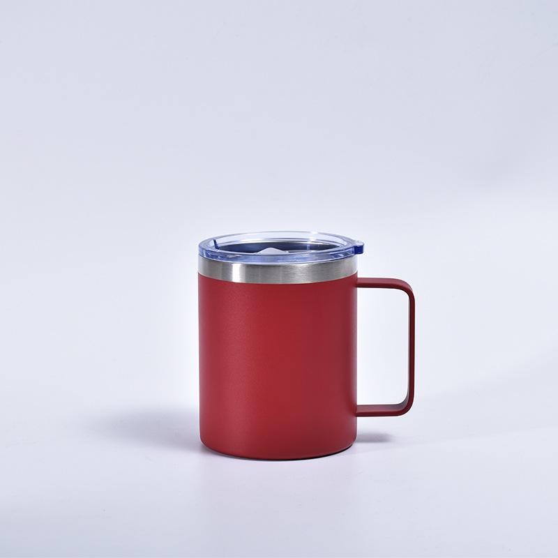 Кружка из нержавеющей стали 304 с пластиковым напылением, герметичная с крышкой и ручкой, офисная чашка, деловая ежедневная кофейная чашка