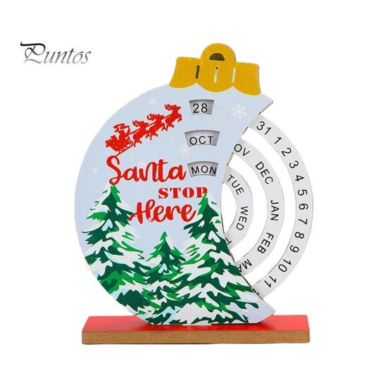 Рождественский вечный календарь, деревянный диск, вечный календарь, ручной вращающийся деревянный блок, настольный календарь для домашнего офиса