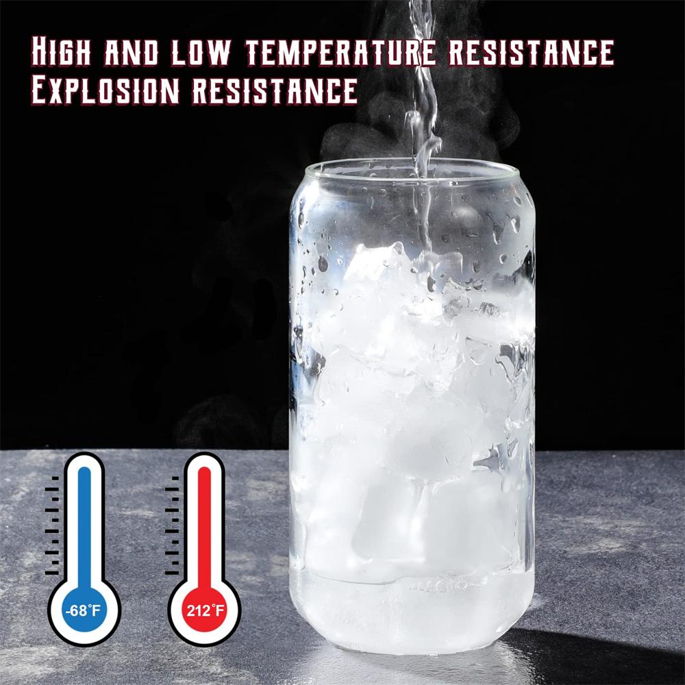 2/4/6pcs Glass Can Shaped Cups with Spill-Proof Lids and Straws 500ml Glass Cup with Bonus Straw Brushes Perfect Birthday Gift