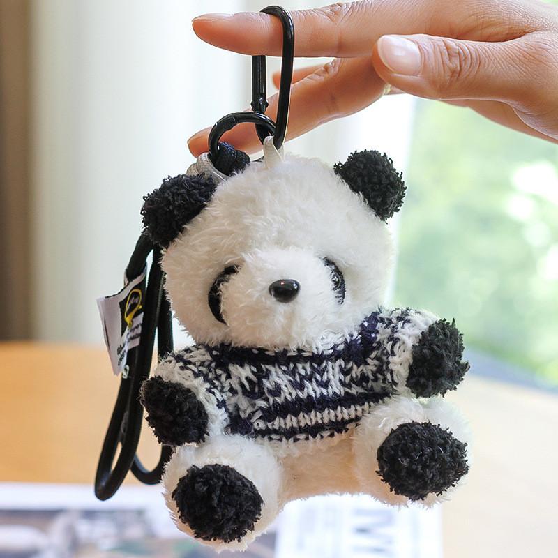 Colorful Panda Plush Keychain With Pp Cotton Filling For Girls And Kids
