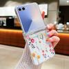 Розовый Цветочный Принт Чехол Для Телефона Для Samsung Galaxy Z Flip7 Flip6 Flip5 Flip4 Flip 7 FE 6 5 3 5G Прозрачный Жесткий ПК Складная Задняя Крышка