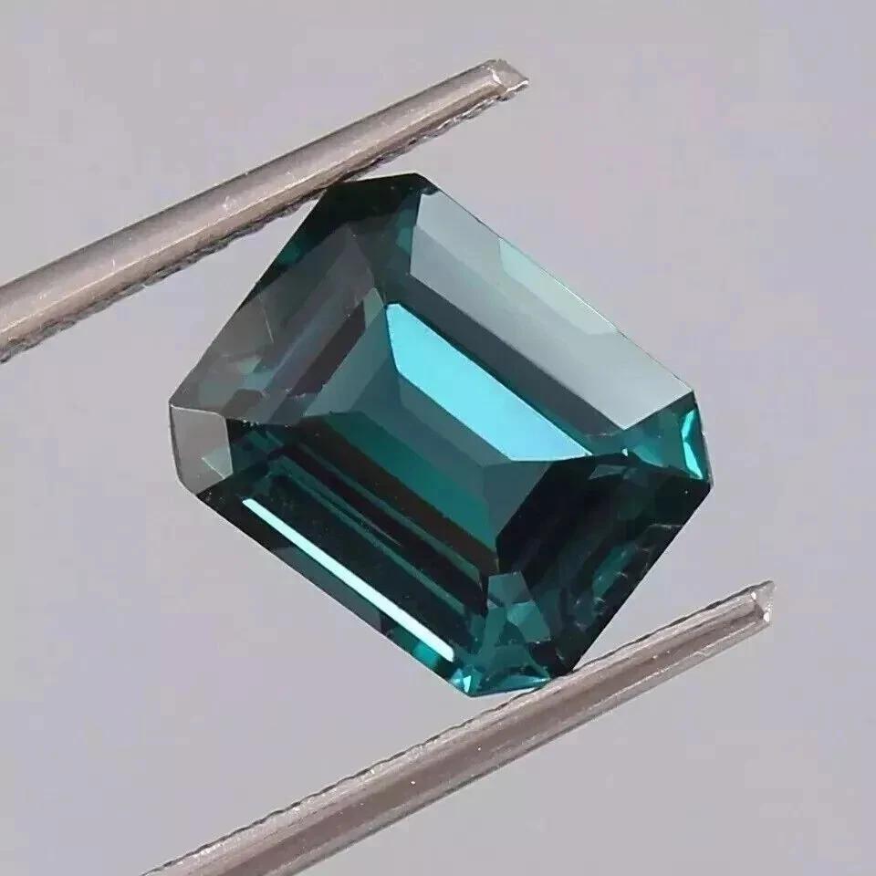 Natural Sapphire Bluish Green 10.10 Ct+ Emerald Cut Certified Stunning Gemstone