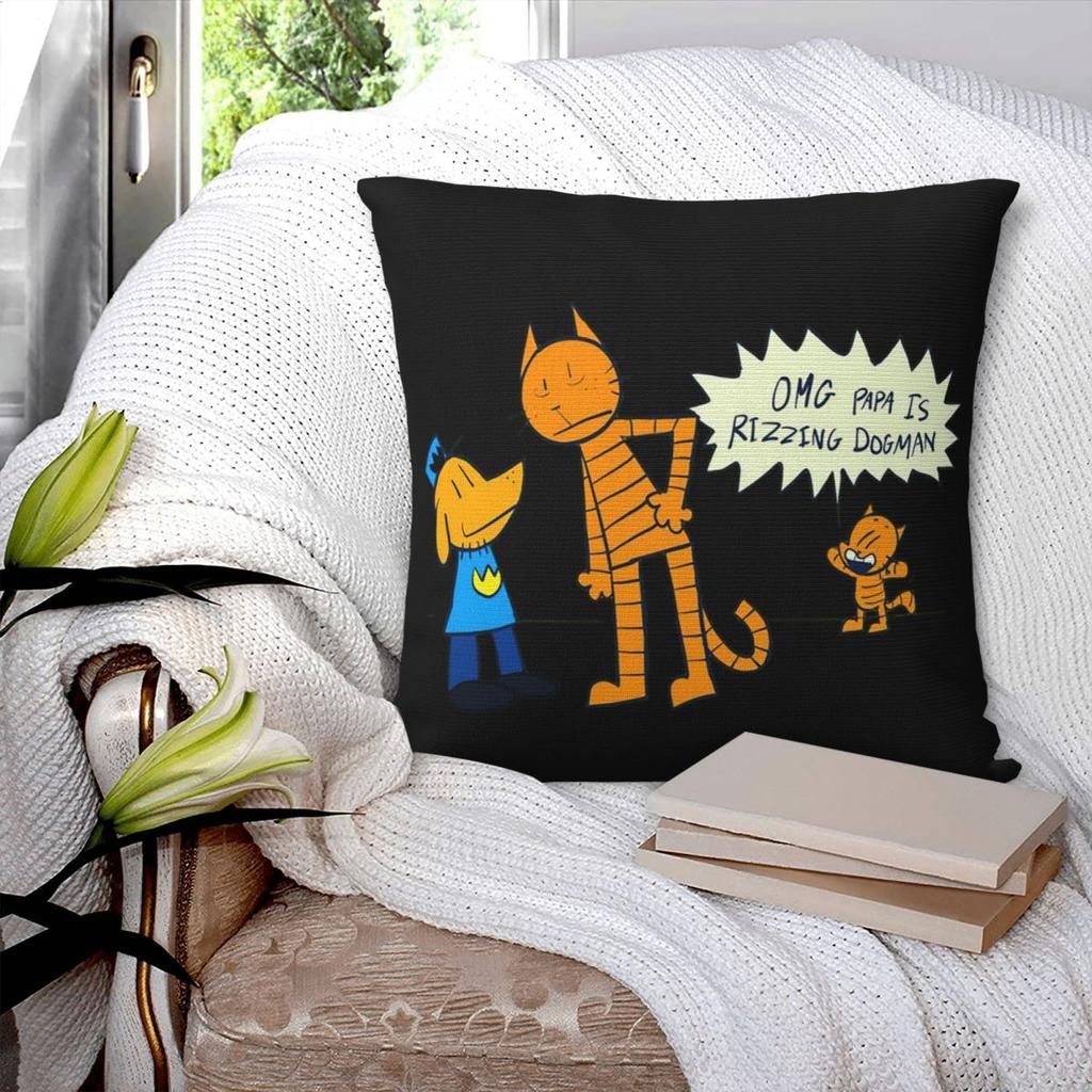 Dog Man Lil Petey And Big Petey Fan Art Square Pillowcase Pillow Cover Cushion Zip Decorative Comfort Throw Pillow for Home Sofa