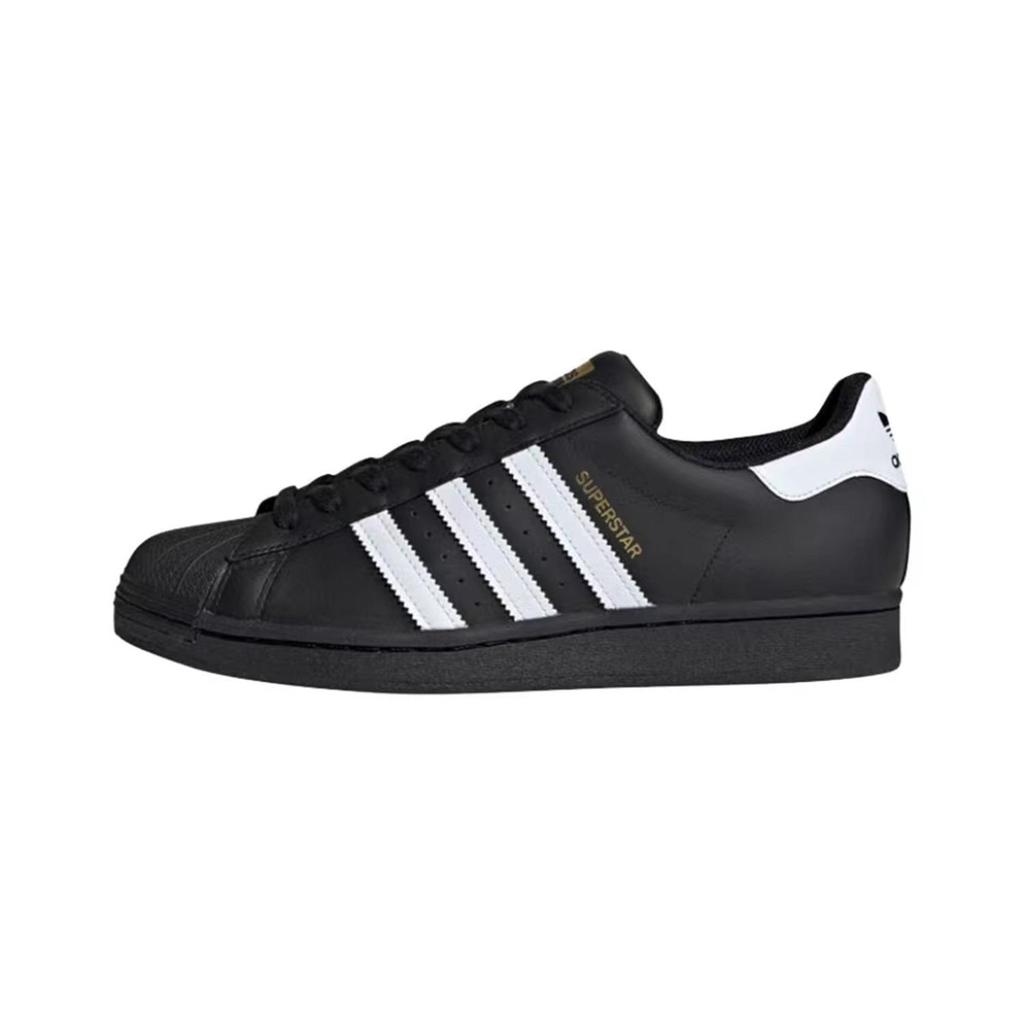 Adidas Originals SUPERSTAR Black Gold Heart Low top Skateboard Shoes Unisex Black Gold EG4959(Team140-)