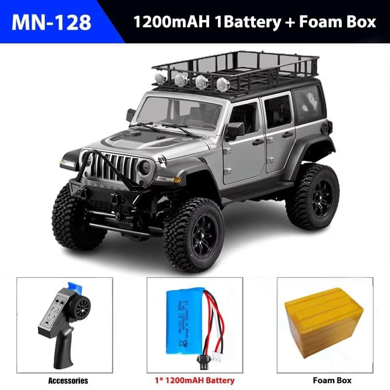 New Tracked 4x4 Car MN128 2.4G Climbing Off-road Vehicle Professional Version with LED Light Full Scale RC Model Remote Control Car Toy Boy Gift